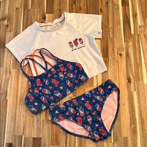 Cat & Jack Girls popsicle 3 piece swim set